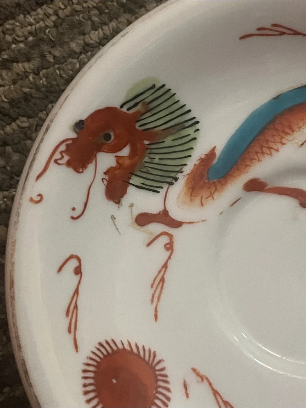 Vintage Hand painted Chinese Year of the Dragon TeaCup Saucer
